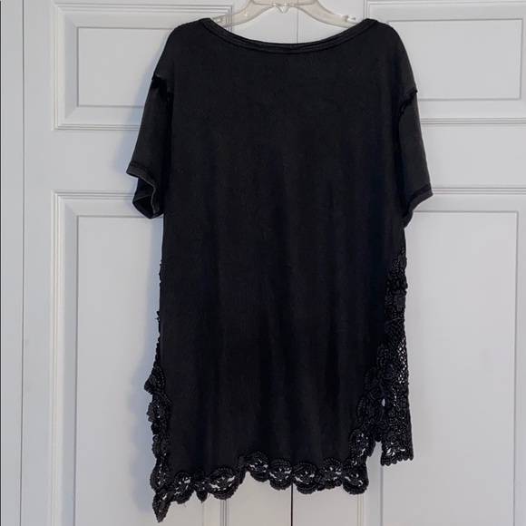 Free People Graphic Tee with Lace Detail Size S - Picture 5 of 5